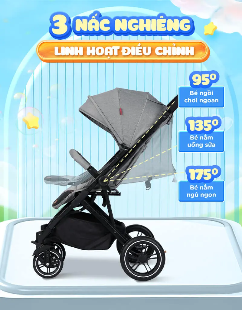 Xe đẩy hai chiều Chilux K3, gấp nhỏ gọn