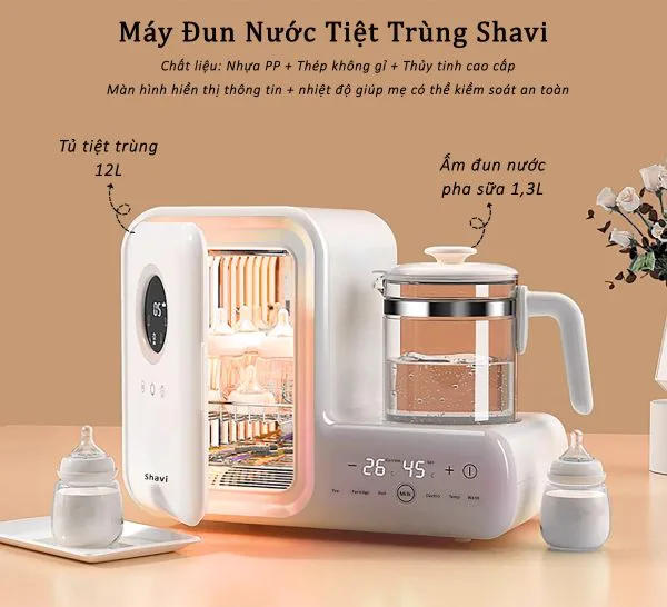 Máy tiệt trùng - Đun nước hâm sữa đa chức năng SHAVI bản nâng cấp 10 in 1