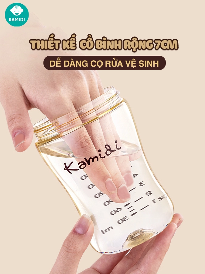 Bình sữa Kamidi chất liệu PPSU dung tích 300ml, hàng chính hãng