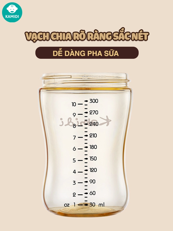Bình sữa Kamidi chất liệu PPSU dung tích 300ml, hàng chính hãng