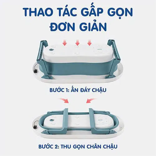 Chậu tắm gấp gọn Gluck Model GW - 01 kèm phao có nhiệt kế