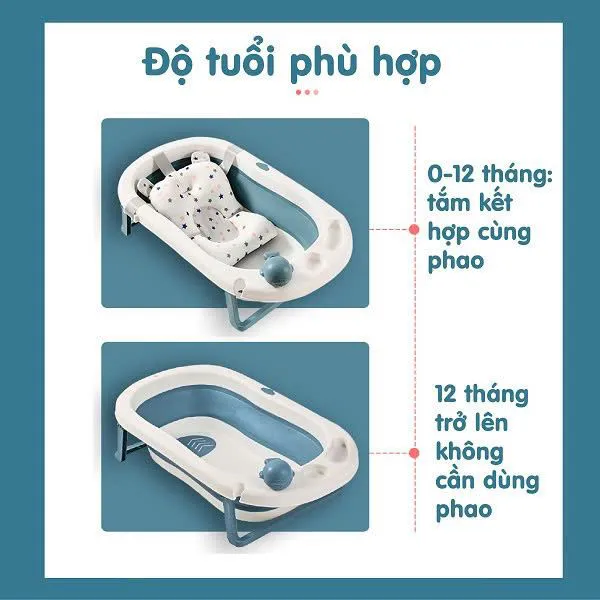 Chậu tắm gấp gọn Gluck Model GW - 01 kèm phao có nhiệt kế